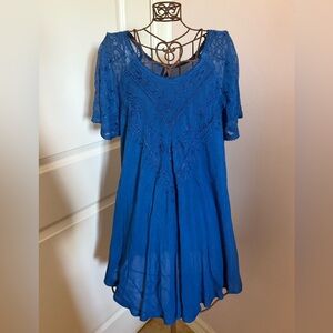 Sacred Threads Blue Floral Embroidered Top free size